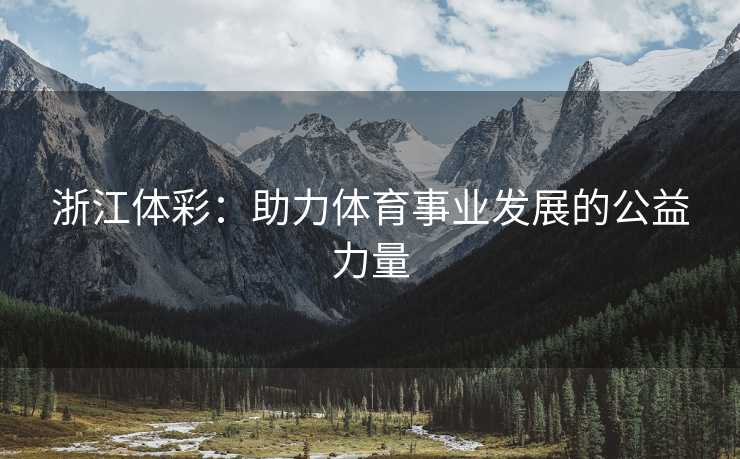浙江体彩：助力体育事业发展的公益力量