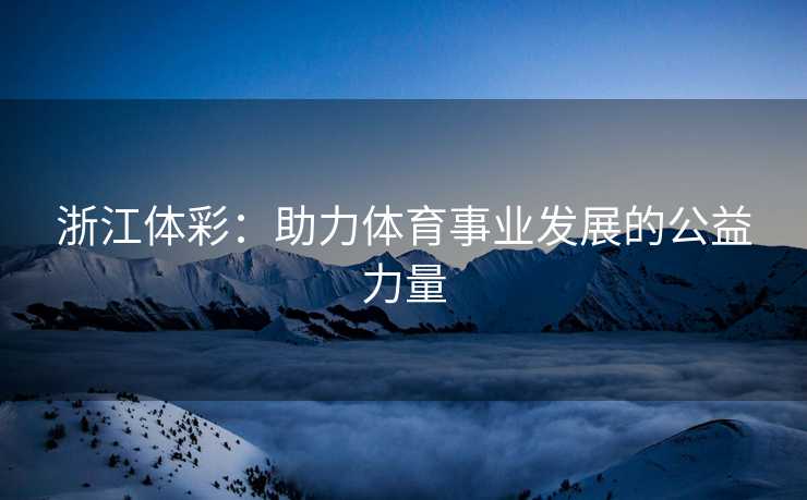浙江体彩：助力体育事业发展的公益力量