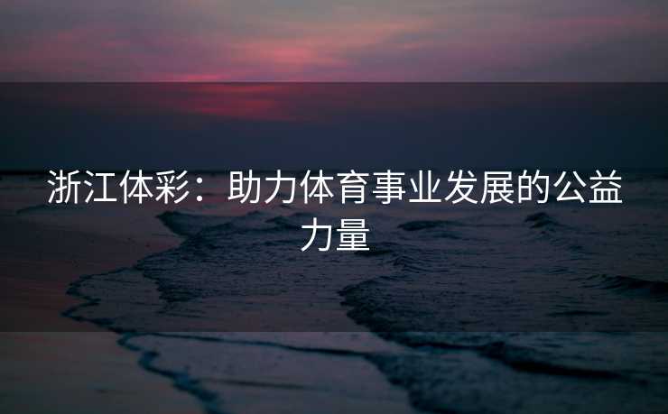 浙江体彩：助力体育事业发展的公益力量