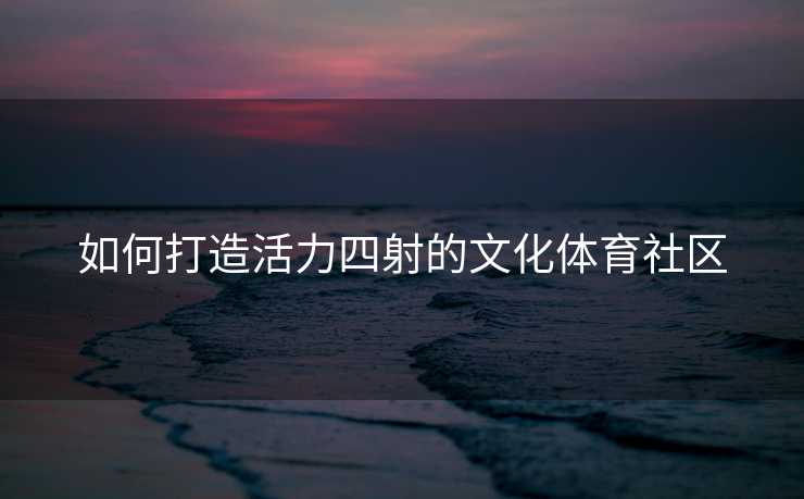 如何打造活力四射的文化体育社区