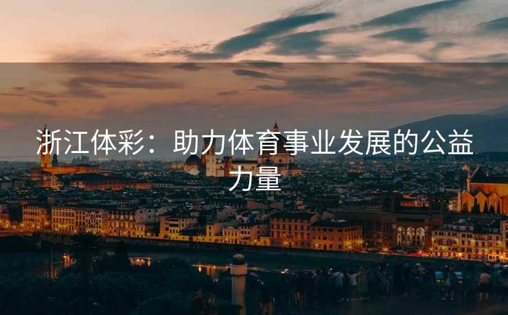 浙江体彩：助力体育事业发展的公益力量