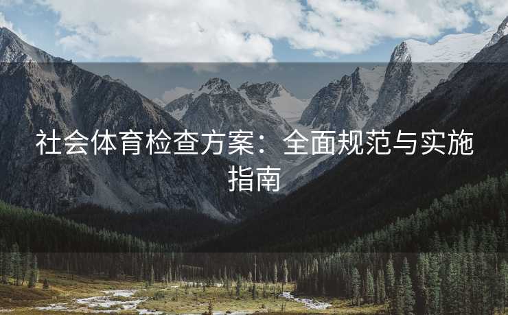 社会体育检查方案：全面规范与实施指南